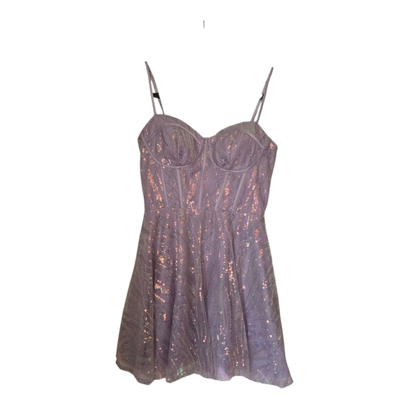 Lavender Sequin Mini Dress - Picture 2 of 9